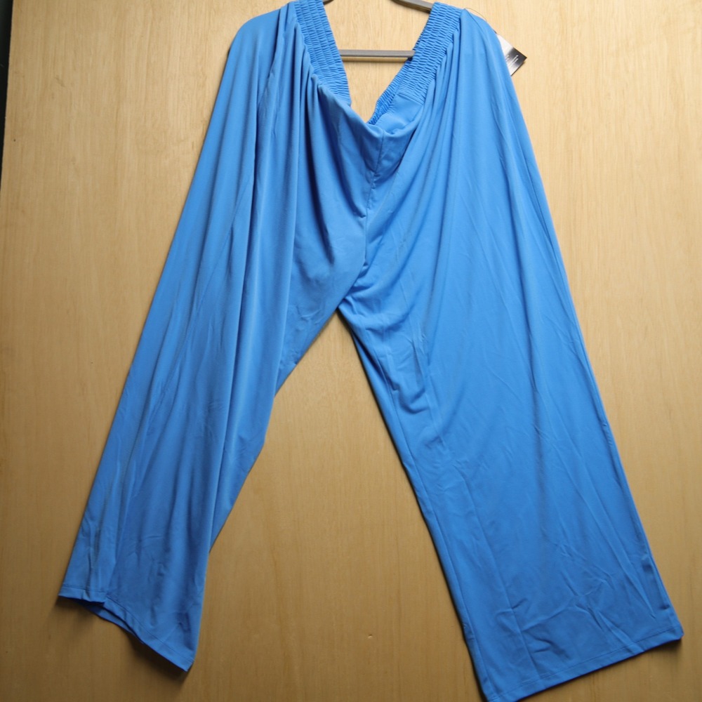 IMAN Global Chic Blue Wide Leg Palazzo Pants Smocked Waist Plus Size 3XP NWT